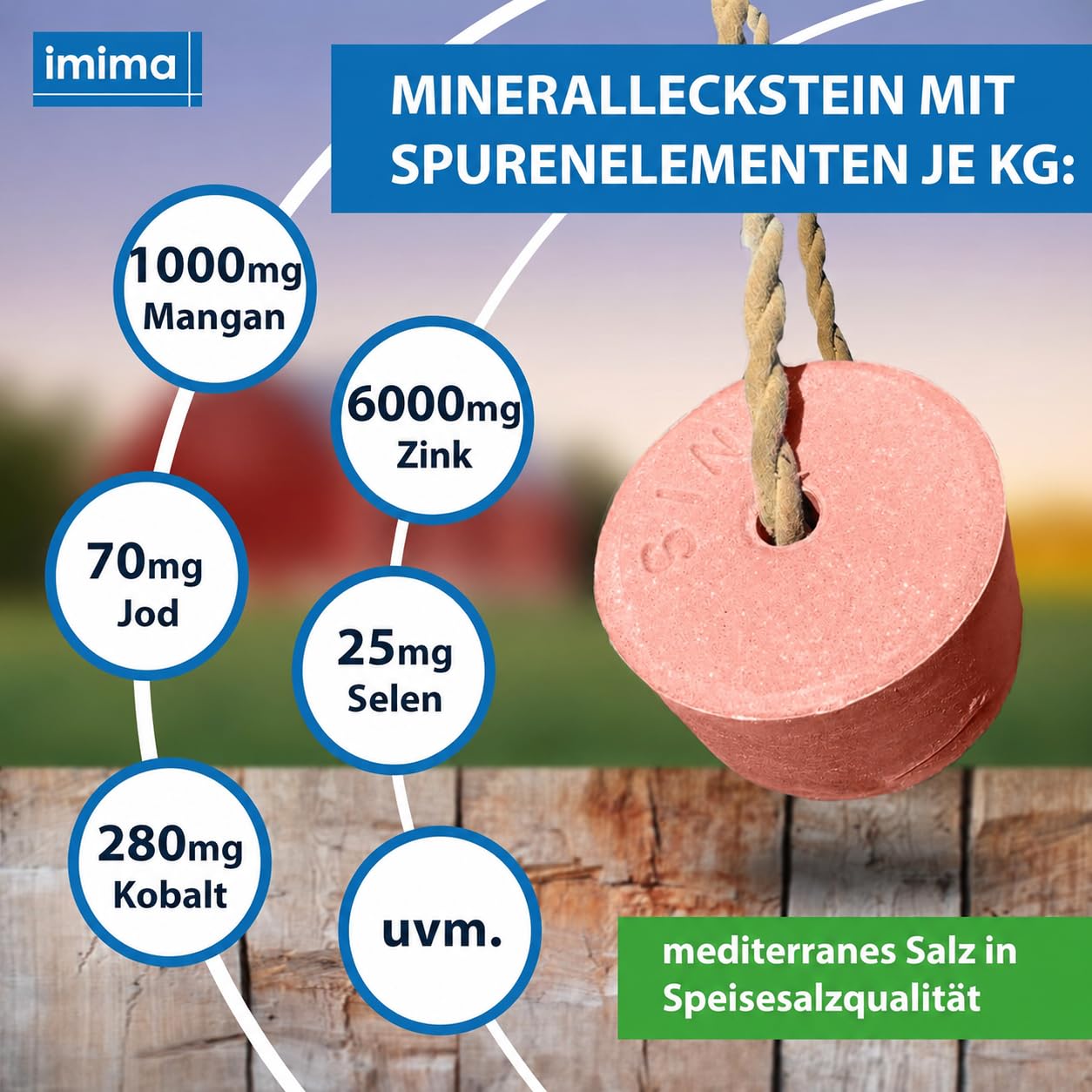Mineralleckstein Pferd SuperMAG Salzleckstein Set 2 x 3kg - Salzlecksteine für Pferde, Schafe, Ziegen, Wild und Rind - Salz Leckstein Mineralstein