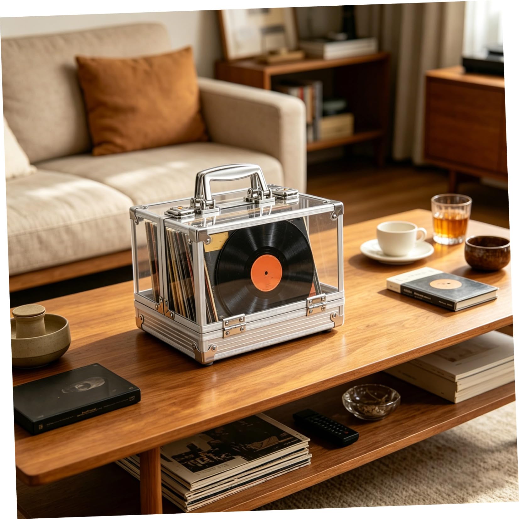 PRETYZOOM Scatola Porta Dischi in Vinile e CD Trasparente con Grande Capacità Contenitore per Casa per Vinili Dvd e Album