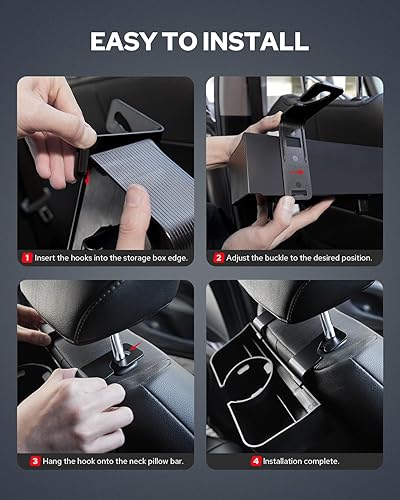 Miniatura 5 de Benlari Organizador de asiento trasero para reposacabezas de automóvil con portavasos de 3.7 pulgadas, organizador de respaldo de asiento 3 en 1,