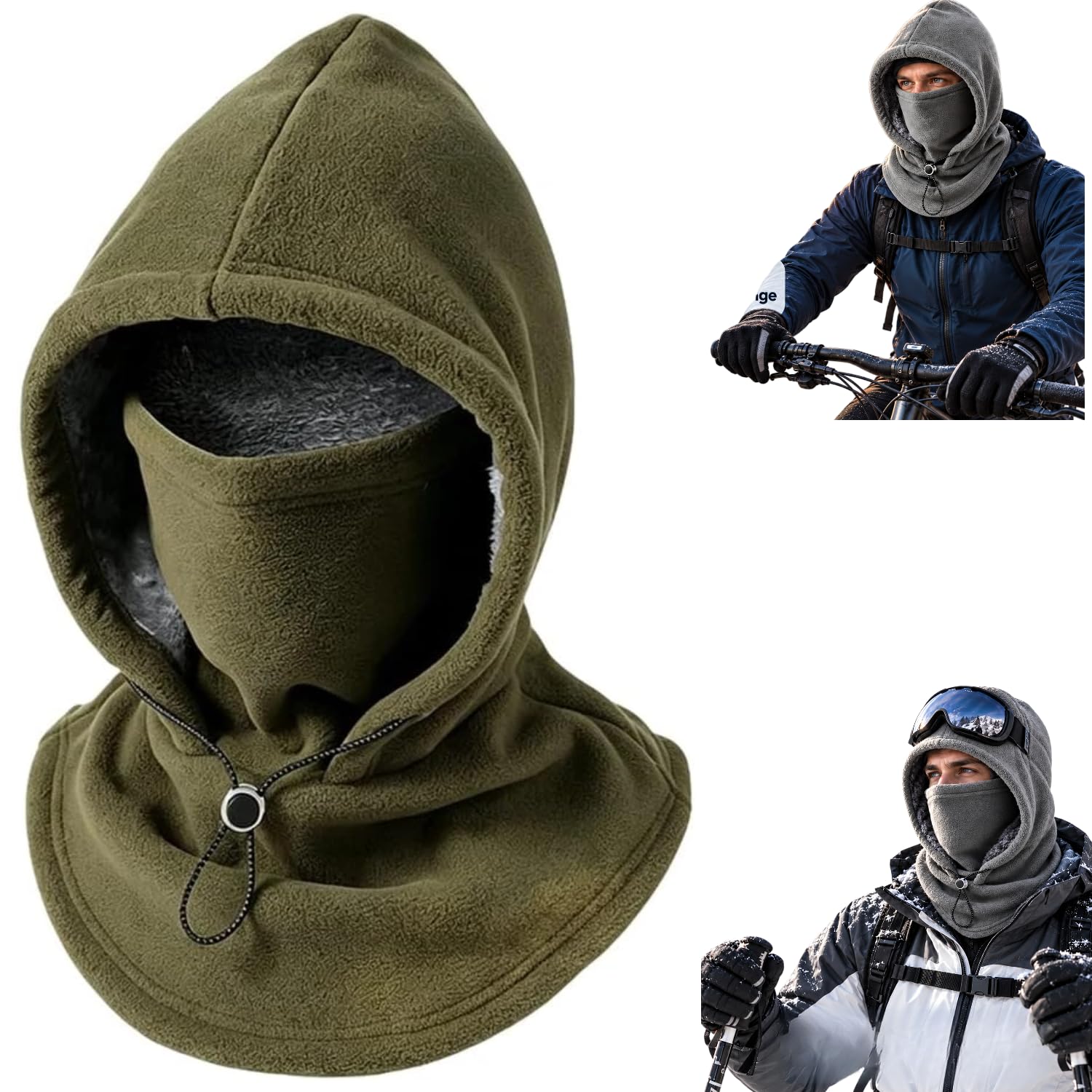 skylix 3-in-1 Fleece Balaclava for Men and Women, Winter Hood with Face Cover and Neck Wa…