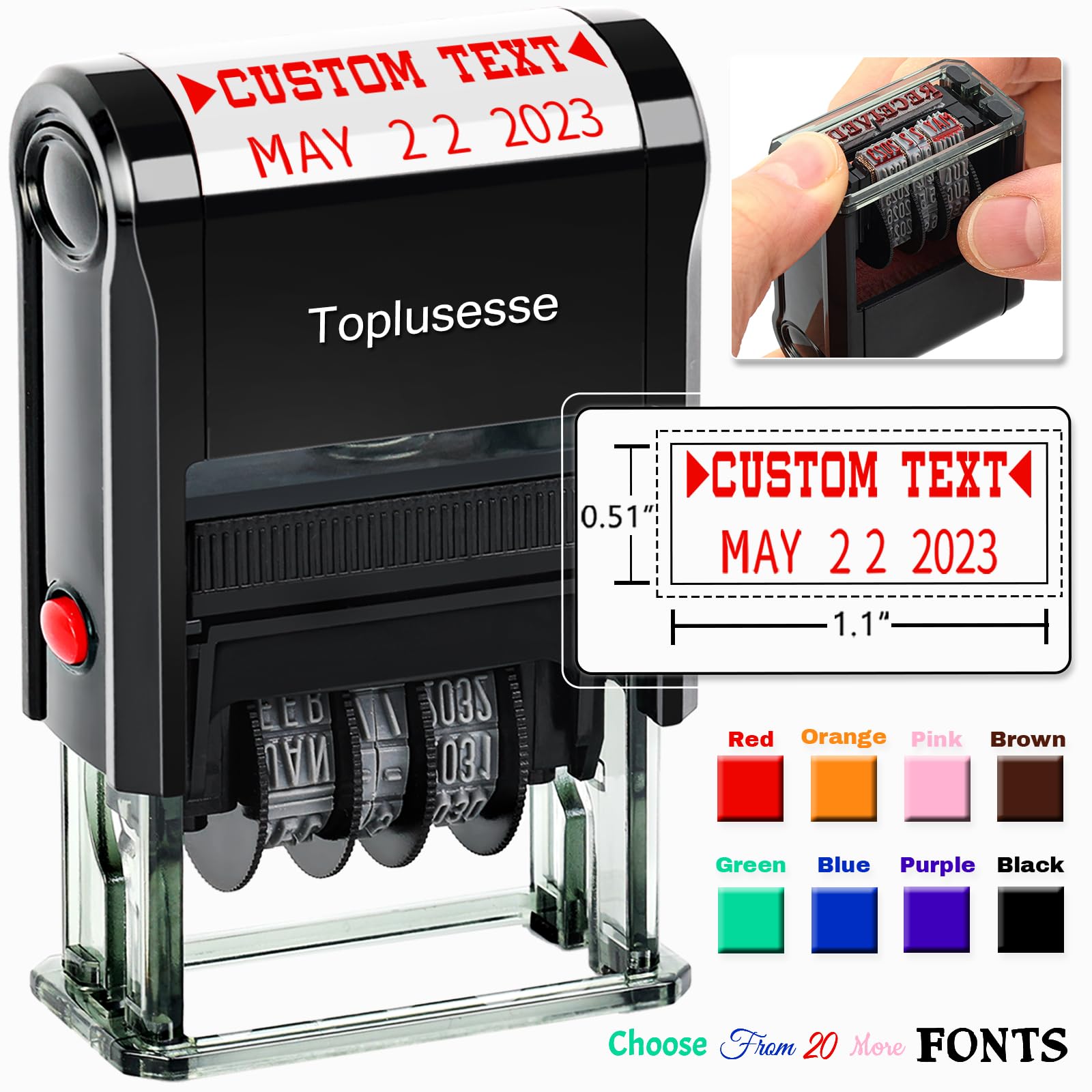 Personalized Date Stamp Custom Self Inking Signature Date Stamp Personalized Buiness Office Stamp with Date Phrase Stamp 1 Line Custom Text Office Supplies
