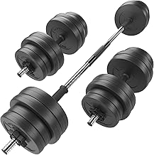 GYM MASTER 30kg Adjustable Dumbbell Barbell Weight Set with Chrome Sleeves and Bar Joiner Included