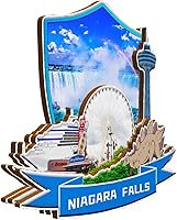 Vista 2 de Imán de nevera con imán de las cataratas del Niágara de Canadá, monumentos de madera 3D, recuerdos coleccionables de viaje, decoración hecha a mano