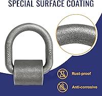 Vista 4 de Anillo en D forjado soldado resistente, anclaje de amarre para remolque de 1/2 pulgada con anillo en D para remolque, carga de camión, RV, ataduras