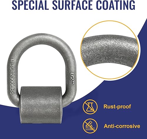 Miniatura 4 de Anillo en D forjado soldado resistente, anclaje de amarre para remolque de 1/2 pulgada con anillo en D para remolque, carga de camión, RV, ataduras