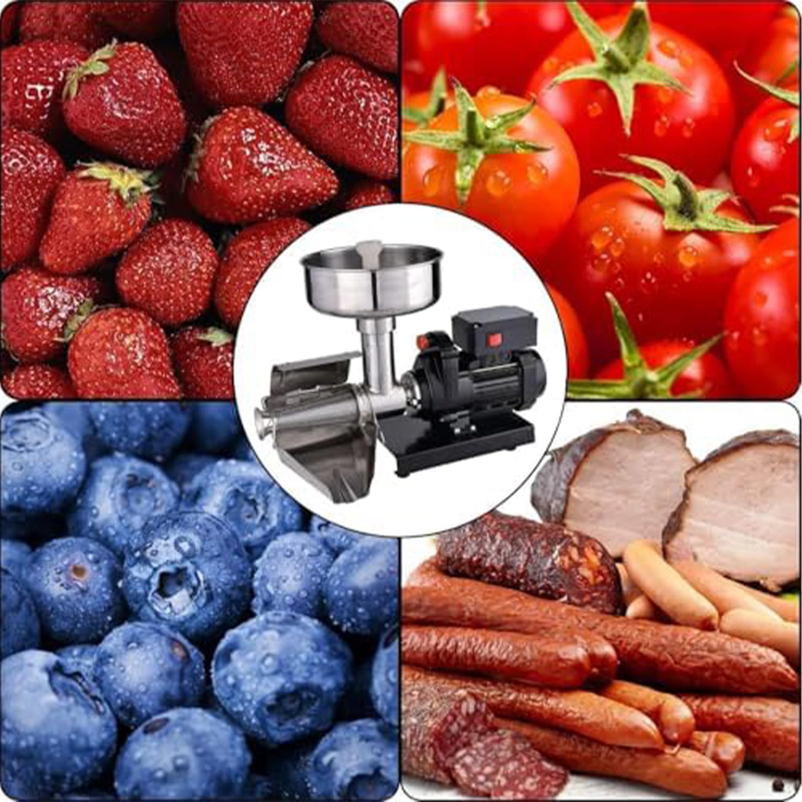 Pressa Elettrica per Pomodori, Pressa E Colino Professionale in Acciaio Inox, Colino per Alimenti E Macchina per Salse, per La Conservazione di Puree di Pomodoro, Salse E Altro Ancora Black