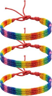3PCS Rainbow Bracelet Set, Adjustable Unisex Friendship Wristbands