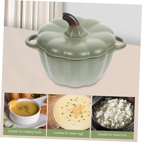 Miniatura 7 de DOITOOL Cuencos de postre de calabaza, platos de cerámica, recipientes para aperitivos, cazuela con tapa, tazones de azúcar, tazón de ramen, cuenco