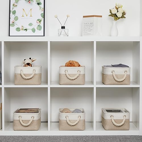 Miniatura 5 de Temary Canastas pequeñas de tela para almacenamiento, 6 unidades, canastas decorativas para regalos, canastas de almacenamiento plegables vacías con