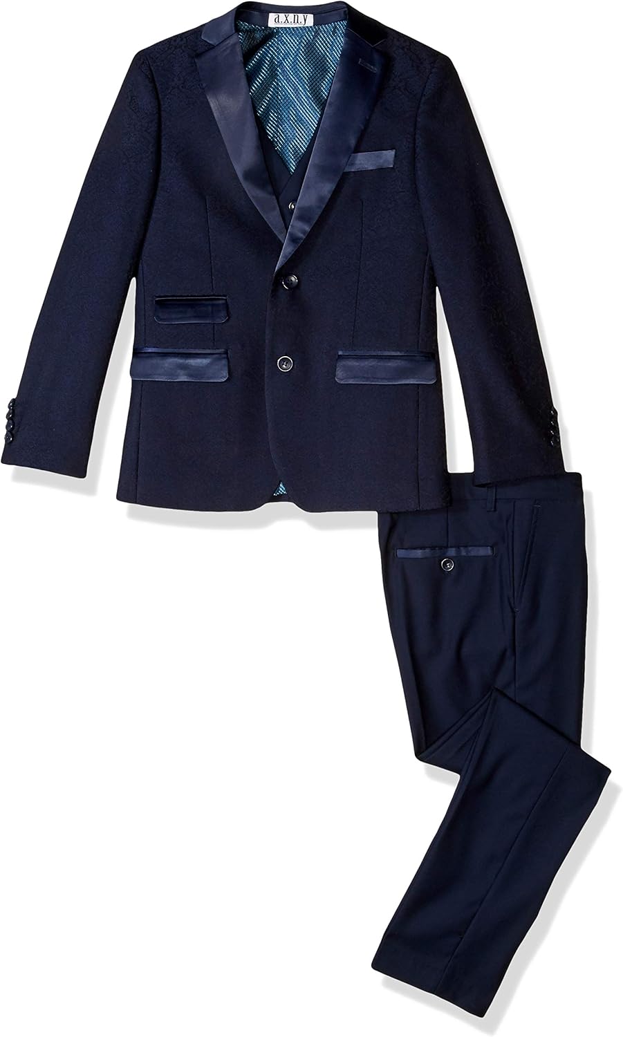 AXNY Boy's 2-20 Tailored Three-Piece (Jacket, Vets, Trousers) Printed Tuxedo Set