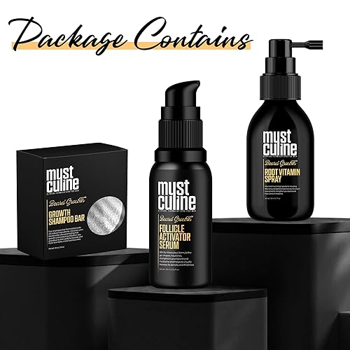 Miniatura 6 de Kit de crecimiento de barba para hombres, con suero y bolígrafo activador de folículos, spray de vitaminas para raíces, barra de champú