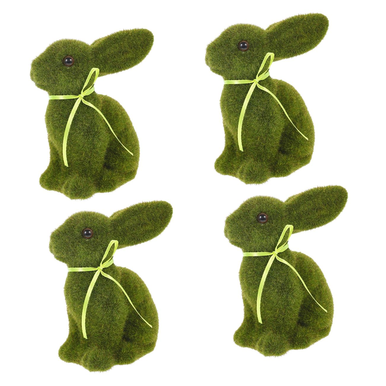 4 Pezzi Coniglietto Flockato Verde per Decorazioni Pasquali, Coniglio Artificiale in Schiuma, Design Creativo e Realistico per Lavori Manuali e Tavolo da Festa
