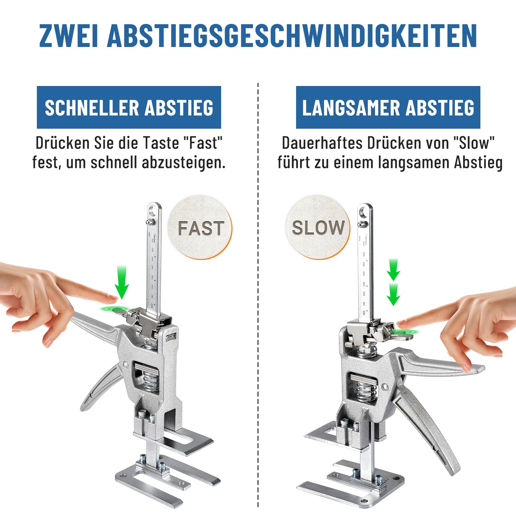 2 Stück Arm Arbeitssparender Heber mit Präzisionsskala, Stabile Kohlenstoffstahl Lastenheber für Schwere Möbel, Türheber, Schrankheber, Fliesenheber, Brettheber, Spannvorrichtung
