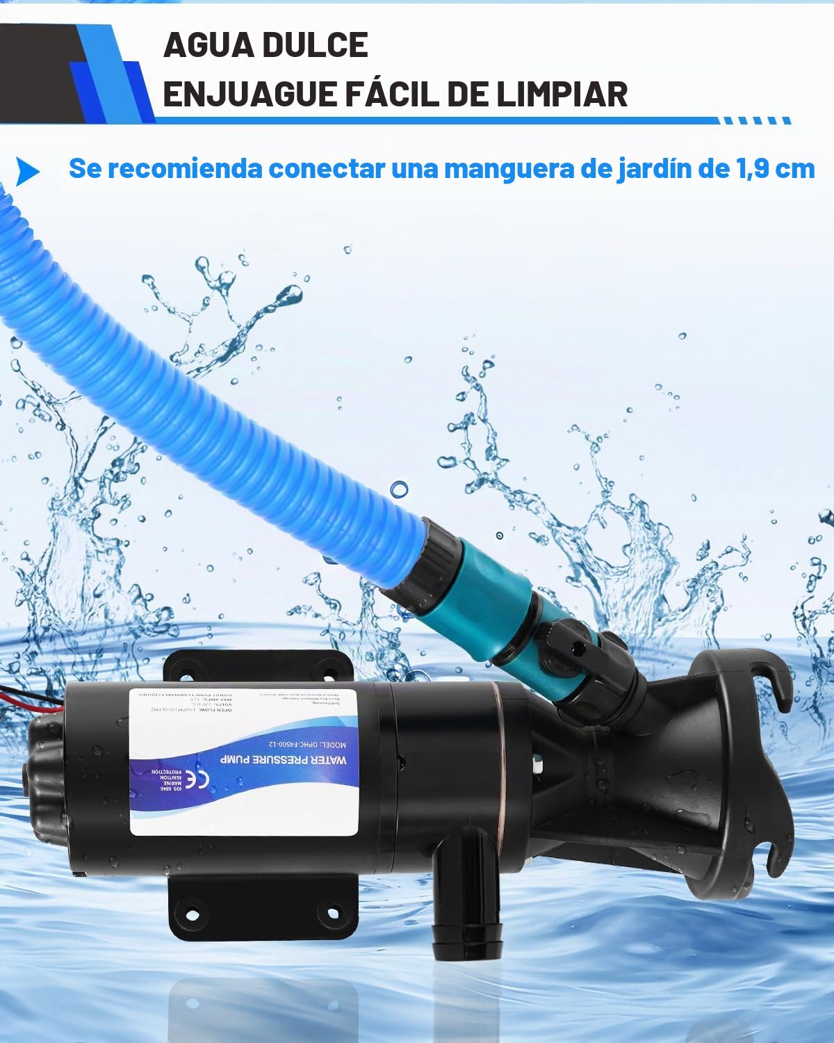 YUCHENGTECH 12V DC Bomba Trituradora 12 GPM | Autocebante de Corriente Continua Bombeo de Aguas Residuales Succión de 3,2 pies Elevación de 10 pies Bomba Portátil
