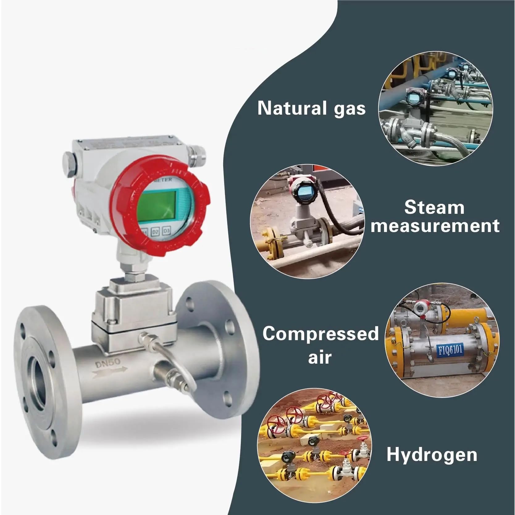 Medidor de Flujo Digital Exactitud del Acero Inoxidable DN80 DN100 de Digitaces biogás Gas Natural Metro Flujo Alta(DN80)