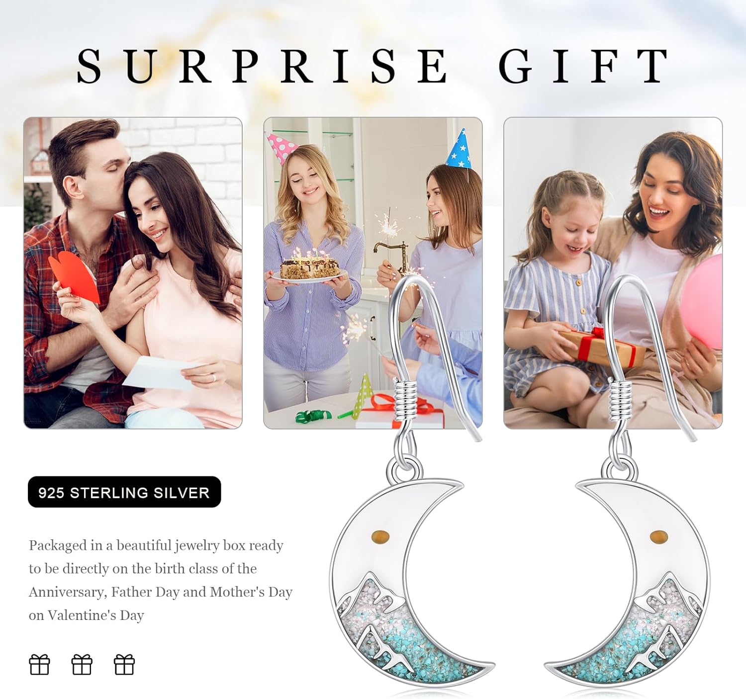 Mountain Earrings 925 Sterling Silver Turquoise Mustard Seed Dangle Drop Earrings Faith Jewelry Gifts for Women Girls - Image 7