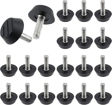 Quacc 20 PCS M6 Thread Patio Furniture Levelers Adjustable Furniture Feet Screw in Leveling Feet Adjusters for Garden Chairs, Tables, Cabinets, Bar Stool Legs