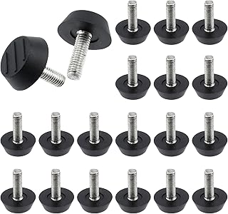Quacc 20 PCS M6 Thread Patio Furniture Levelers Adjustable Furniture Feet Screw in Leveling Feet Adjusters for Garden Chairs, Tables, Cabinets, Bar Stool Legs