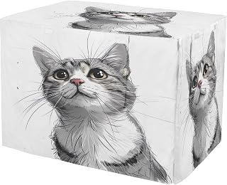 YETTASBIN Cute Cat Dog Crate Cover, Universal Fits 42 Inch Wire Cages | 600D Oxford Waterproof Windproof Pet Kennel Cover with Breathable Mesh, Machine Washable