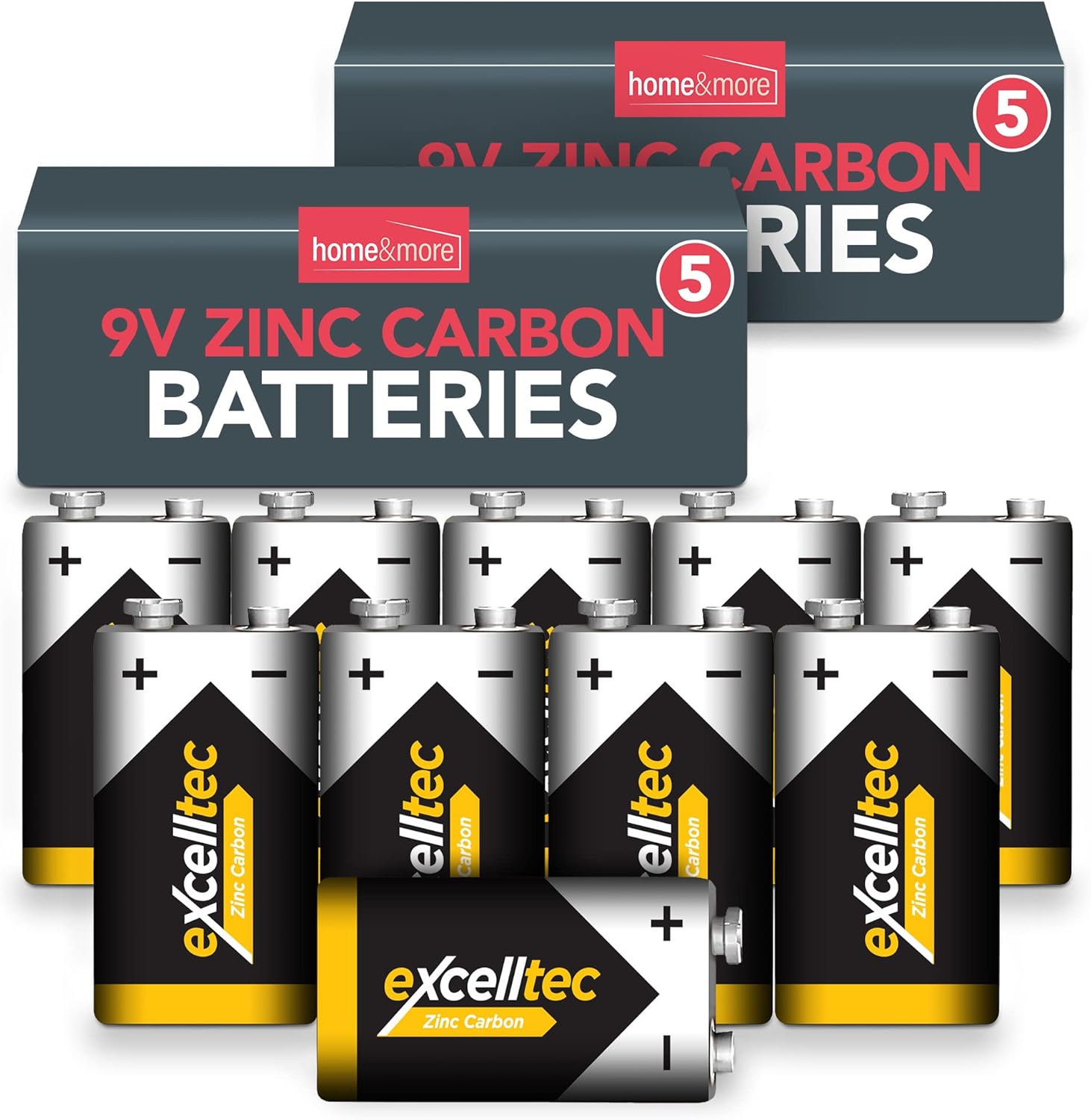 10pk Excelltec PP3 9V Battery Heavy Duty 9V Batteries Square