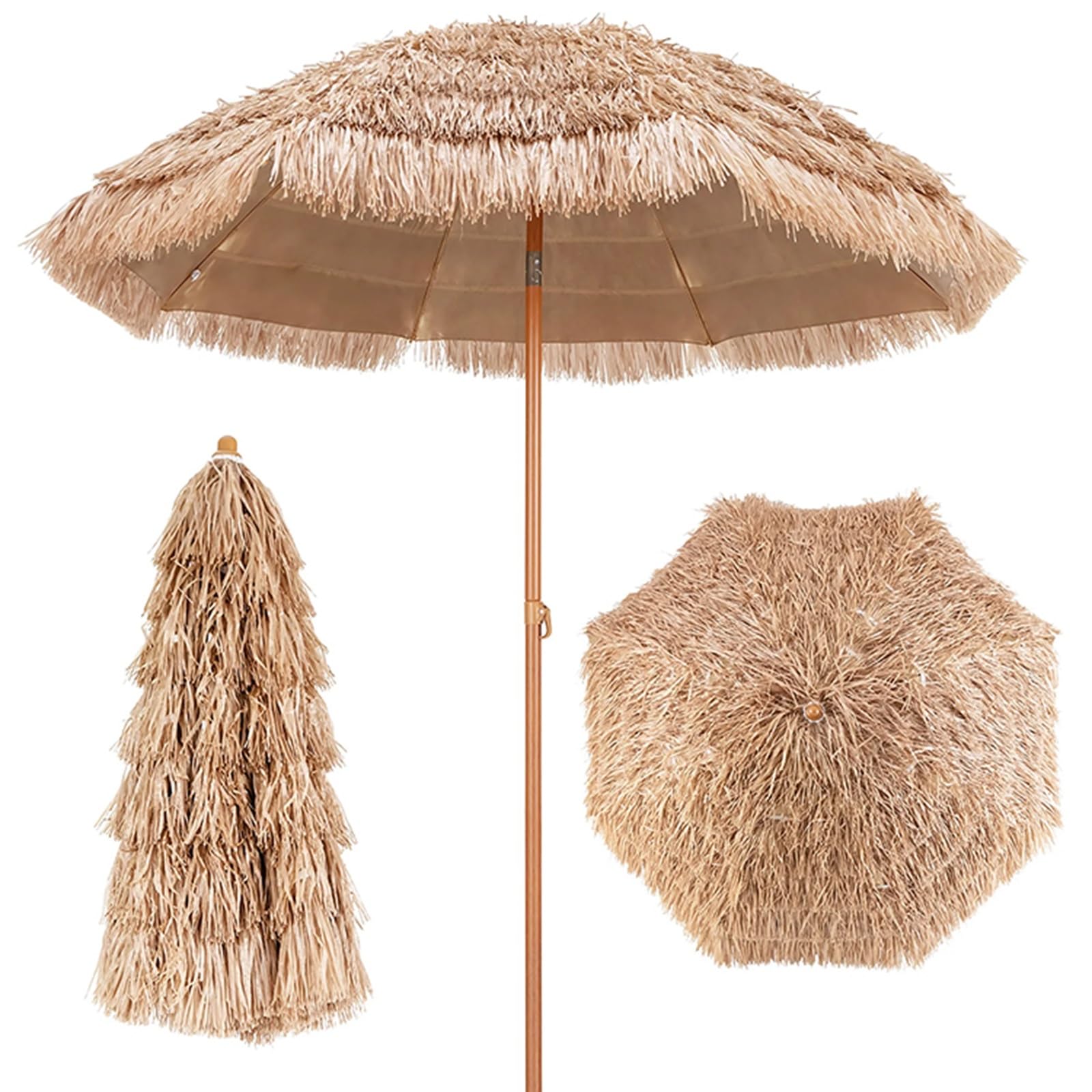 Materiał PP imitacja słomy parasol, parasol plażowy na dziedzińcu pokryty strzechą, balkon na zewnątrz basen ogrodowy Camping parasol przeciwsłoneczny