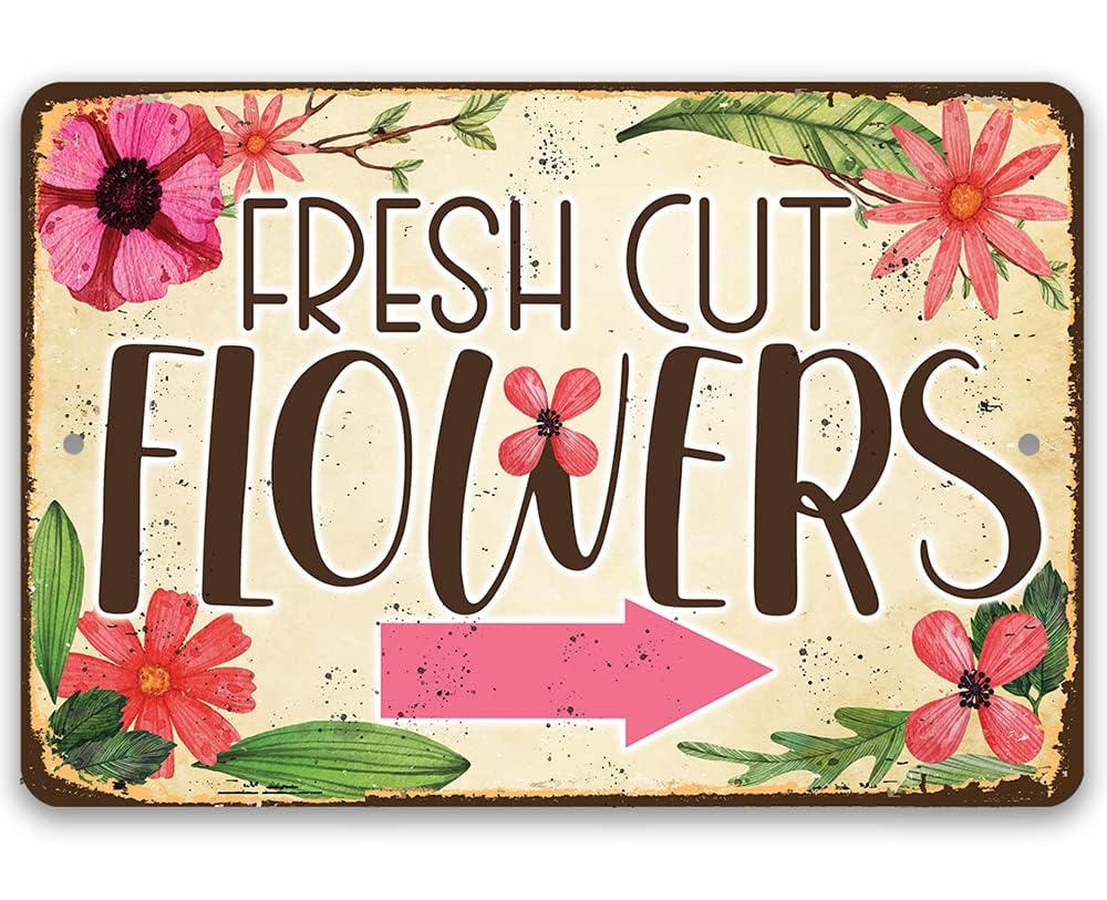 Nuboxx Metal Vintage Tin Sign Fresh Cut Flowers For Home Yard Farm Garden Garage Inspirational Quote Wall Decor Vintage Tin Sign 8X12 Inch