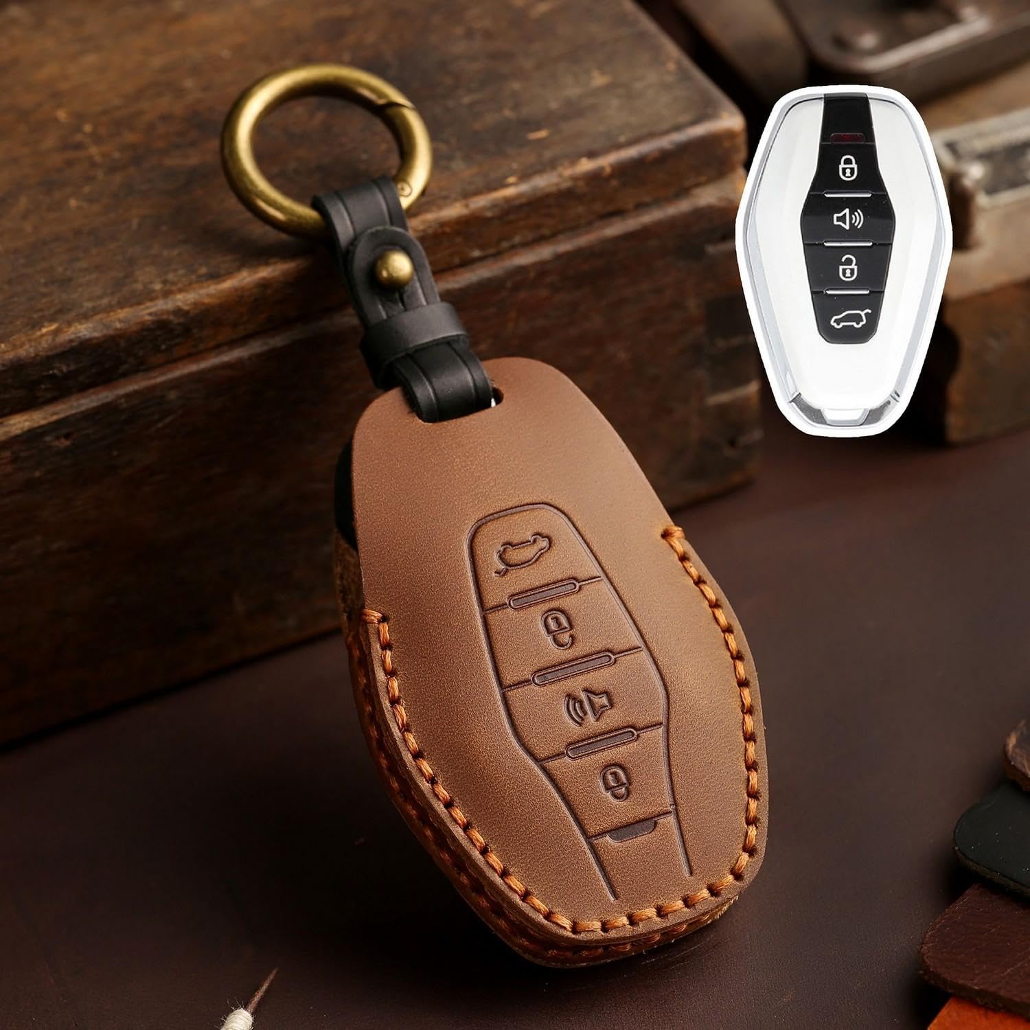Coque de clé Chery en cuir et alliage de zinc l'élégance robuste pour votre voiture