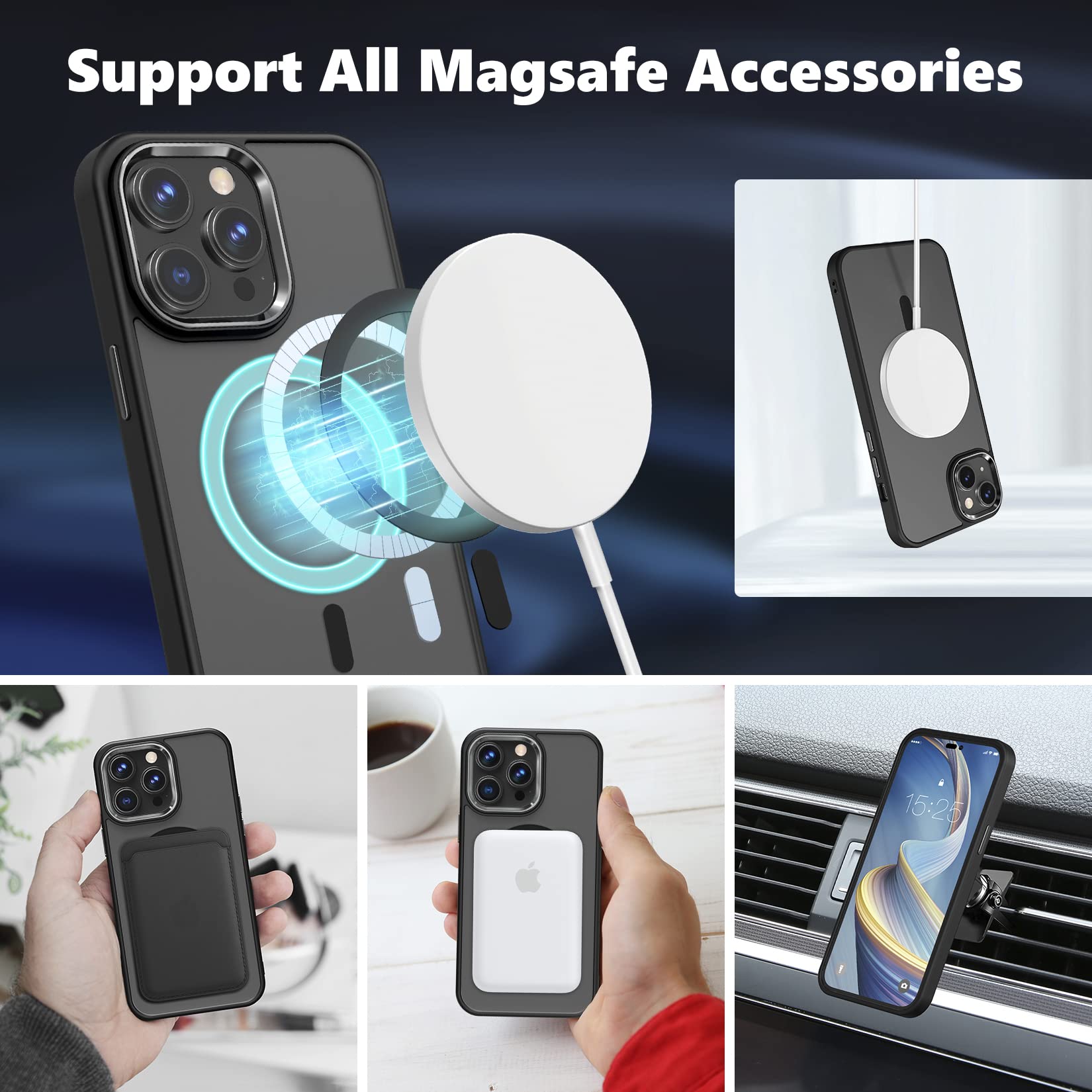 Zelaxy Custodia Per IPhone 14 Pro Max - Cover Rigida Opaca Anti-impronta Con MagSafe, Nero - 2