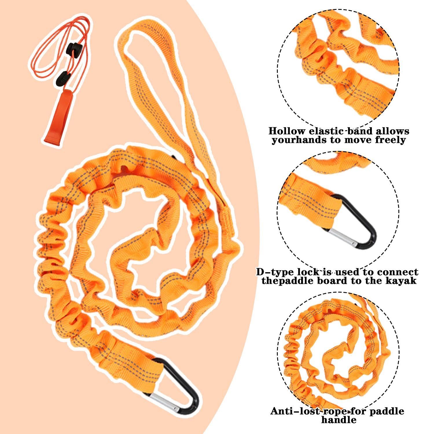 Corde De Pagaie Élastique avec Mousqueton, Sangle Anti-Perte, Accessoires De Pagaie