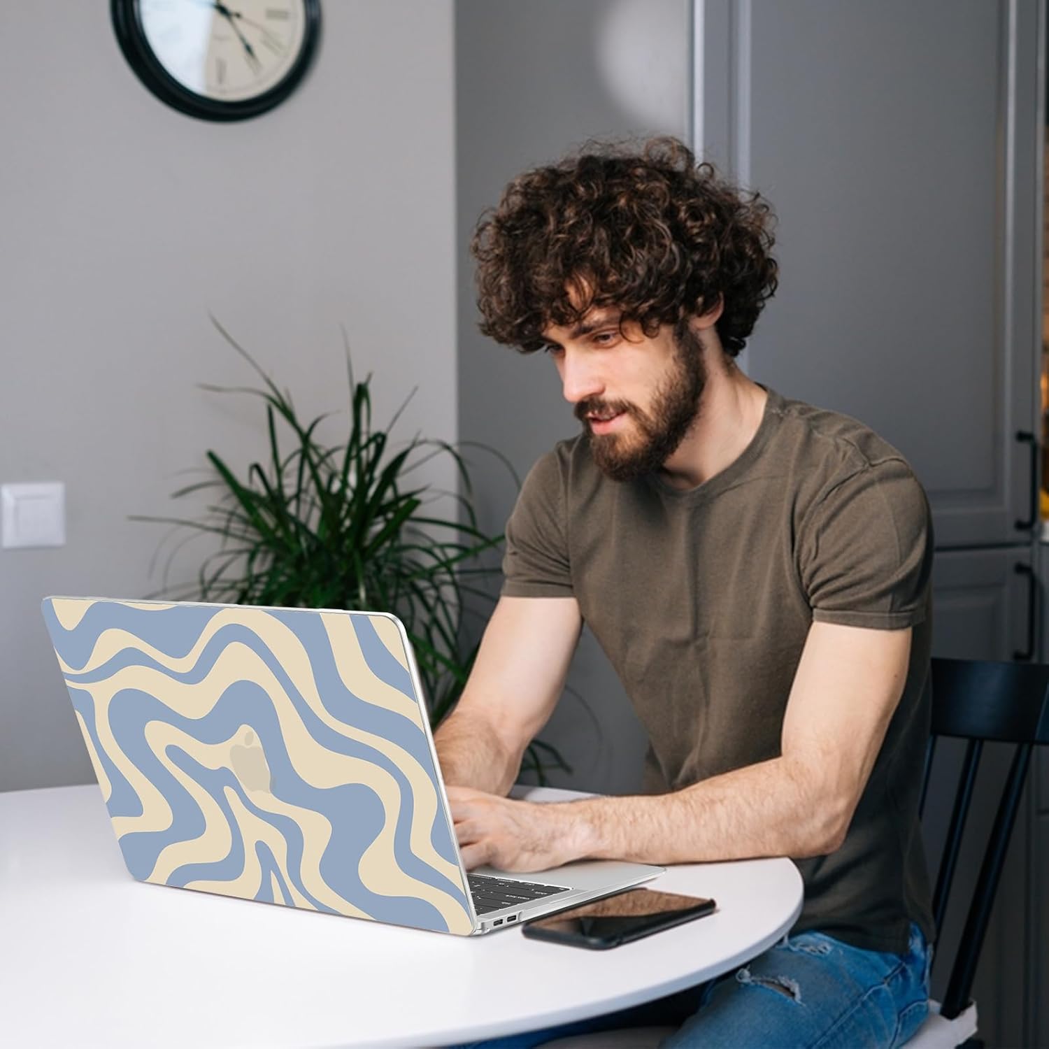 AKIT Compatible with MacBook Air 13 Inch Case 2022-2020 2019 2018 M1 A2337 A2179 A1932, Uniqu Pattern Laptop Hard Shell Case+Screen Protector+Keyboard Cover for MacBook Air 13.3 Inch 2020, Blue Wave - Image 8