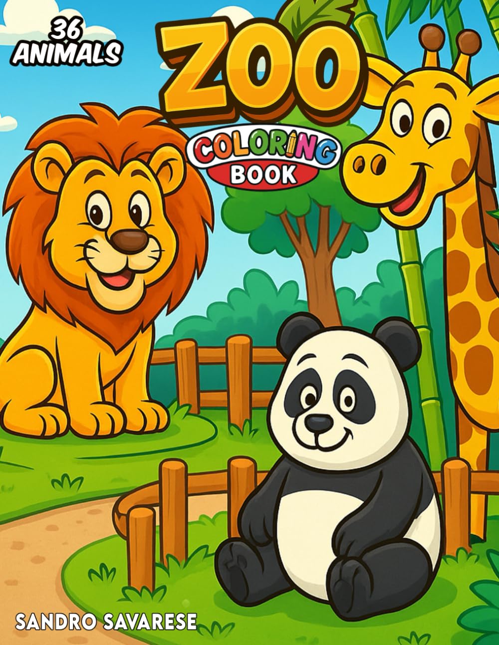 Zoo Animals Coloring Book for Kids - ( Includes 36 Zoo Animals): Fun and Educational Coloring Book for Children Ages 3–6 with Lions, Elephants, Monkeys, Giraffes, and More!