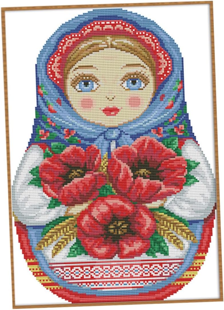 NUOBESTY Cross Stitch Kit atryoshka Doll Pattern Decorative Hoe Decor