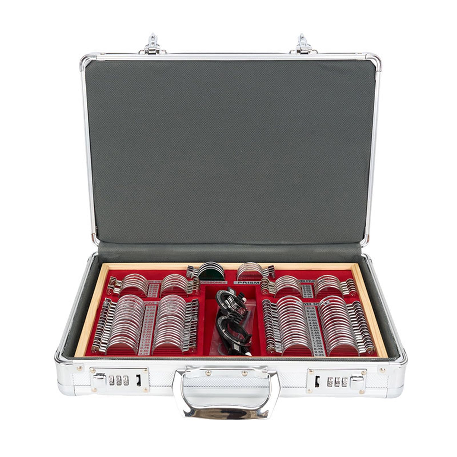 Metal Optometry Optical Trial Lens Set,High Transmittance Optical Trial Lens Set in Aluminum Case,Optometry Box Equipment,Containing 104 Trial Lenses,for Various Small and Medium-Sized Optical Shops