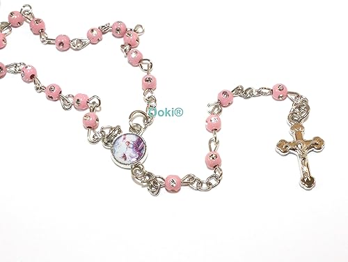 Miniatura 2 de Ooki Rosario de bebé bendito en frasco de vidrio con cuentas rosario rosario de cuentas rosario de bautizo plata católico crucifijo collar de fiesta