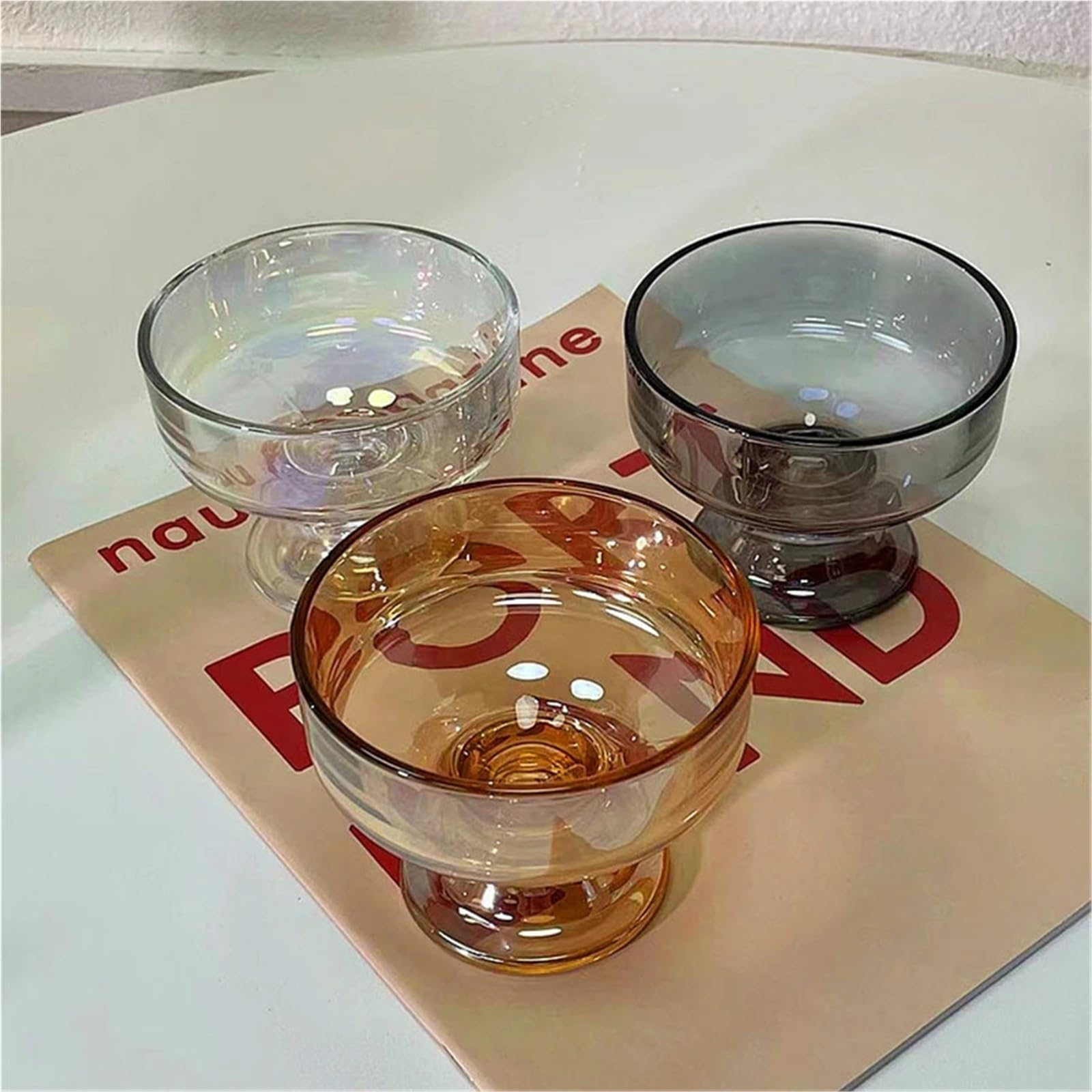 Coppe Gelato 2 Pezzi di Gelato alla Frutta, Snack, Yogurt, Dessert, budino, Vetro colorato, Ciotole for Gelato per Dessert(Transparent)