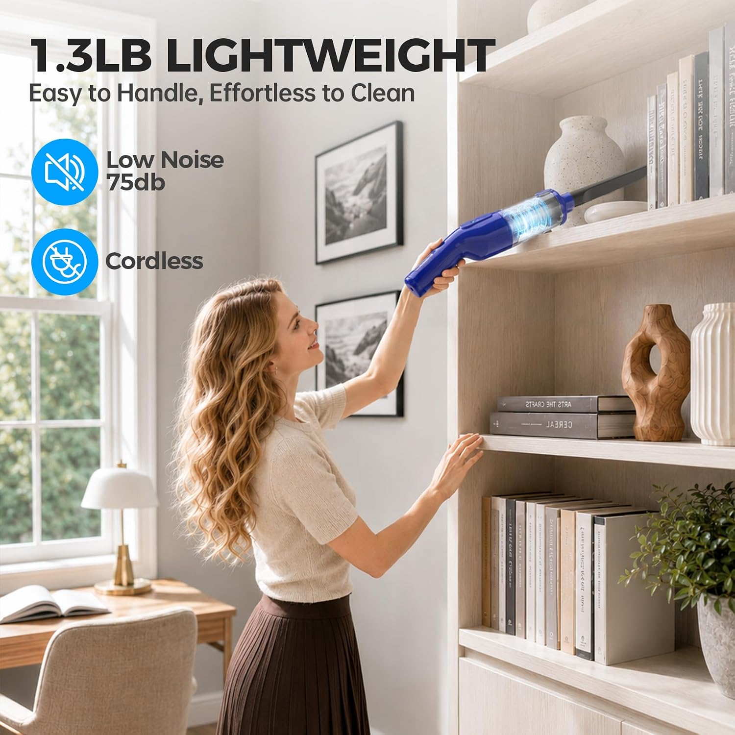 dormzie Handheld Vacuum Cordless, Car Vacuum with 19000Pa Powerful Suction,1.3 lbs Lightweight, Type-C Charge, Multiple Accessories for Car Home Office Pet image 5