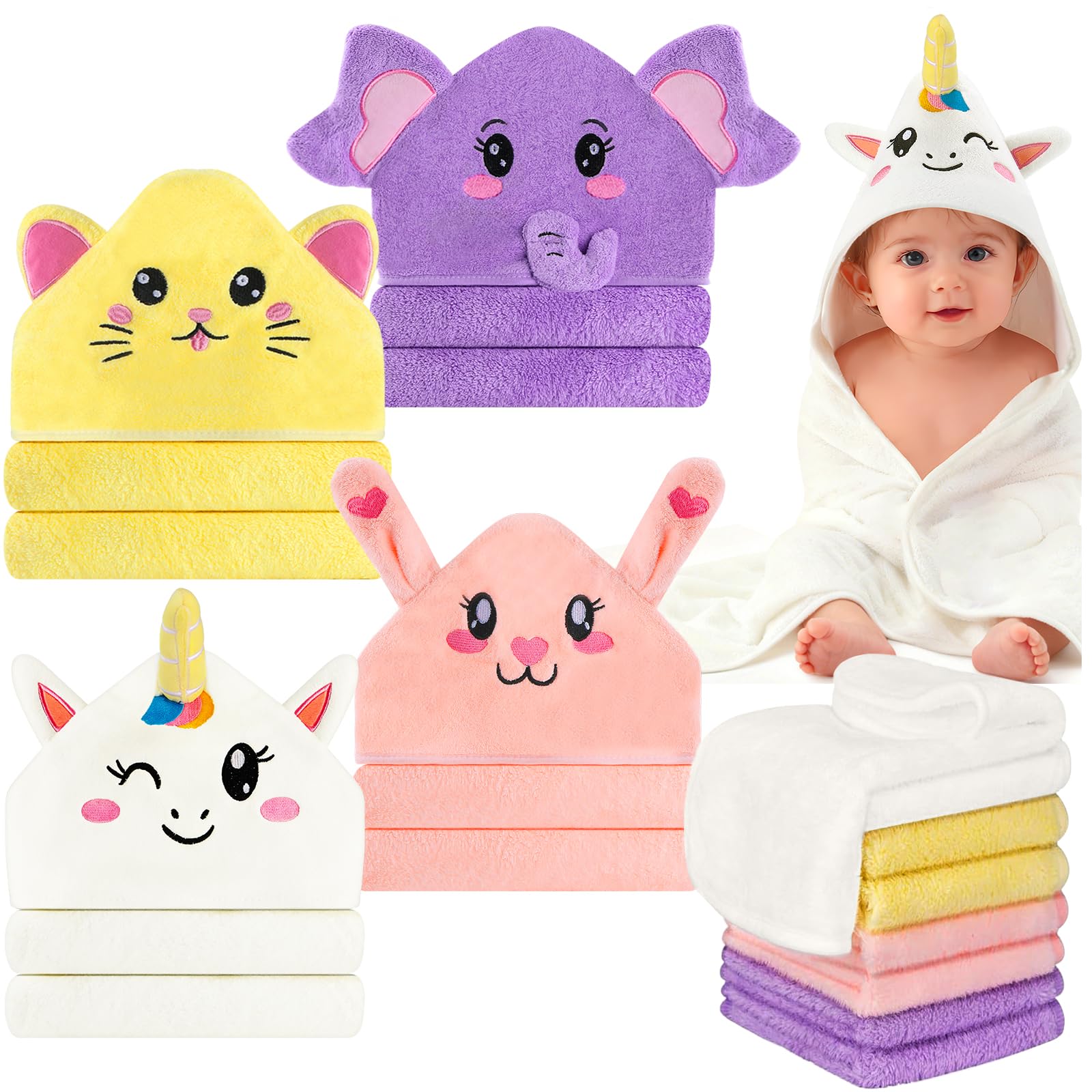 OFUSUY 12 PCS Baby Bath Towels Set