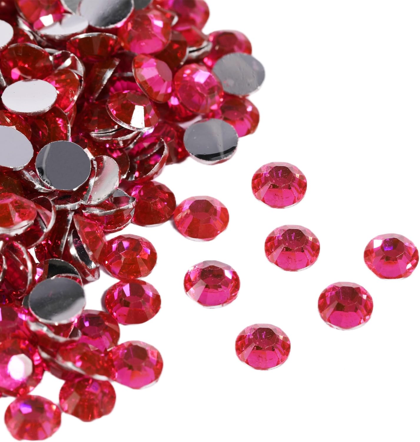 2000 Pcs Flat Back Crystal AB Flatback Rhinestones Round Glass Gems Beads Diamond for Nail Art,Craft Decorations,Clothes Shoes DIY (Dark Rose, 4mm)