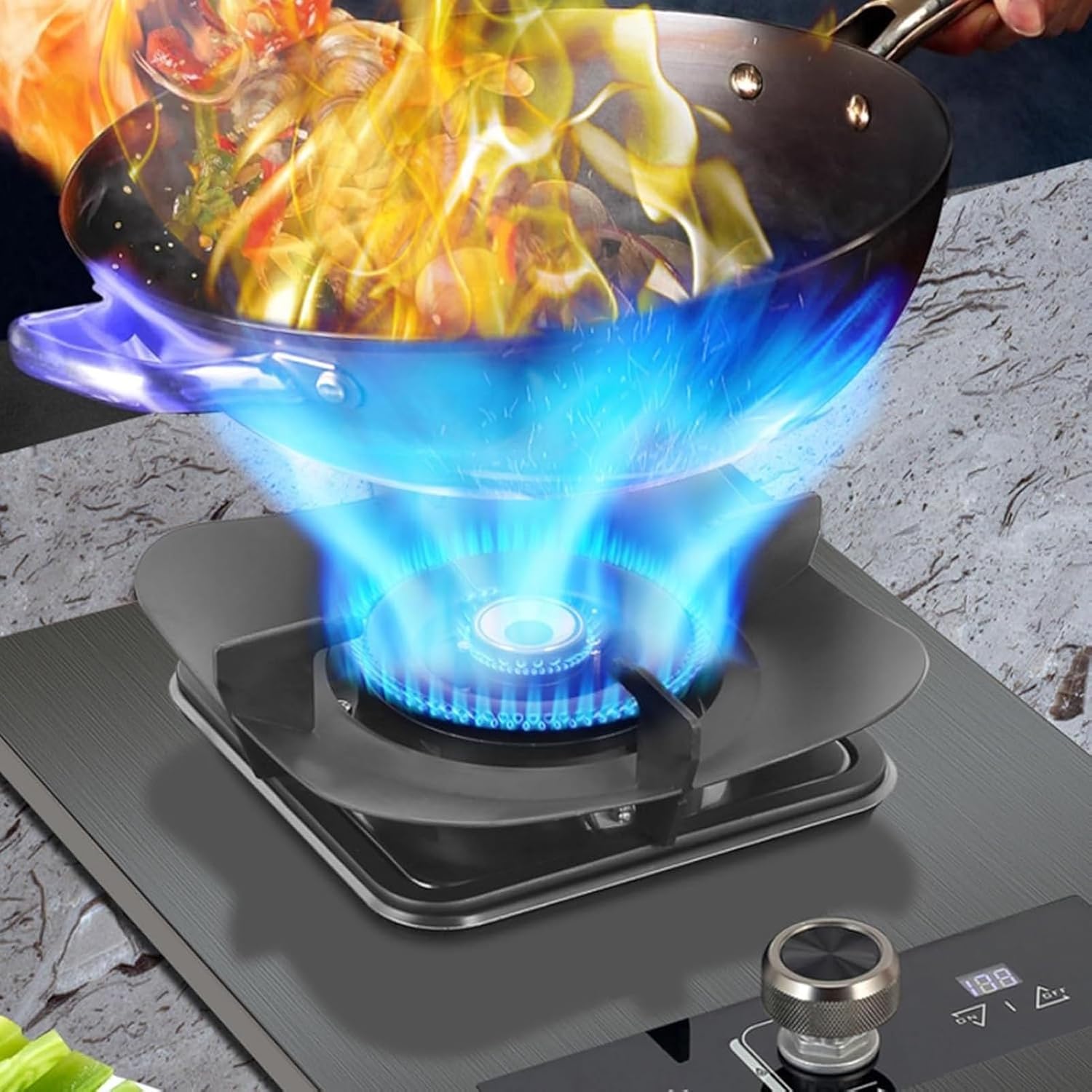 1 Burners Gas Stove Outdoor, 5.2KW Propane Gas Cooktop, Independent Timer Kitchen Counter Top Stove Gas, with Flameout Protection, for RV, Apartments(NG)