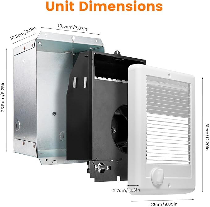 Calefactor Eléctrico de Pared con Termostato 1500W 120V miniatura 2