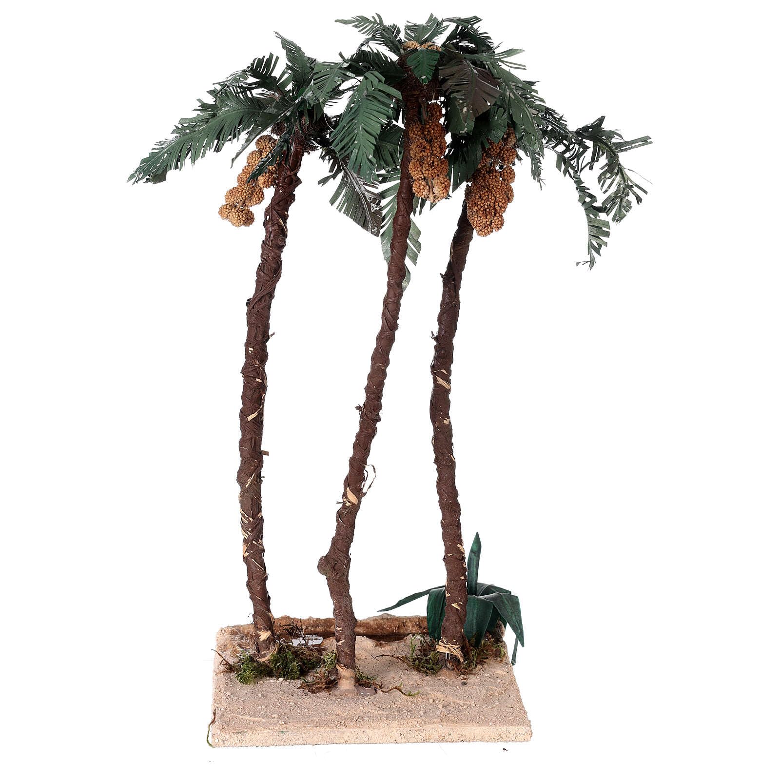 Holyart Mousse végétale, Lichens, Arbres, Pavages: Palmier Triple avec Oasis crèche h 30 cm