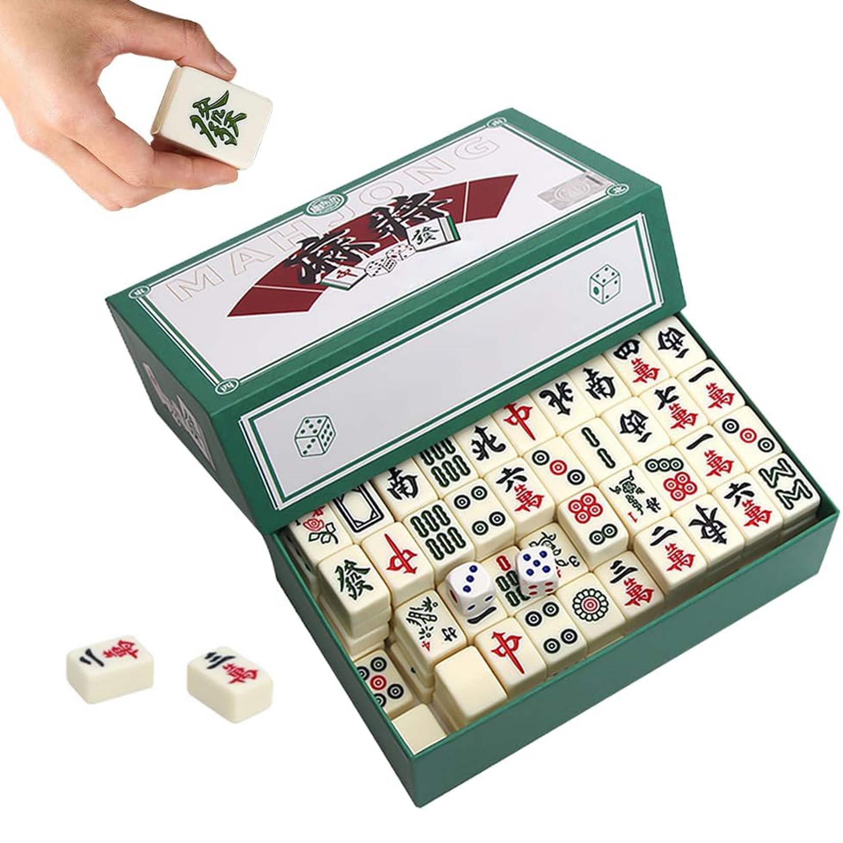 Mini Mahjong przenośna gra planszowa Majong, zestaw 144 kamyczków dla rodziny, w podróży, gra planszowa (styl podstawowy)