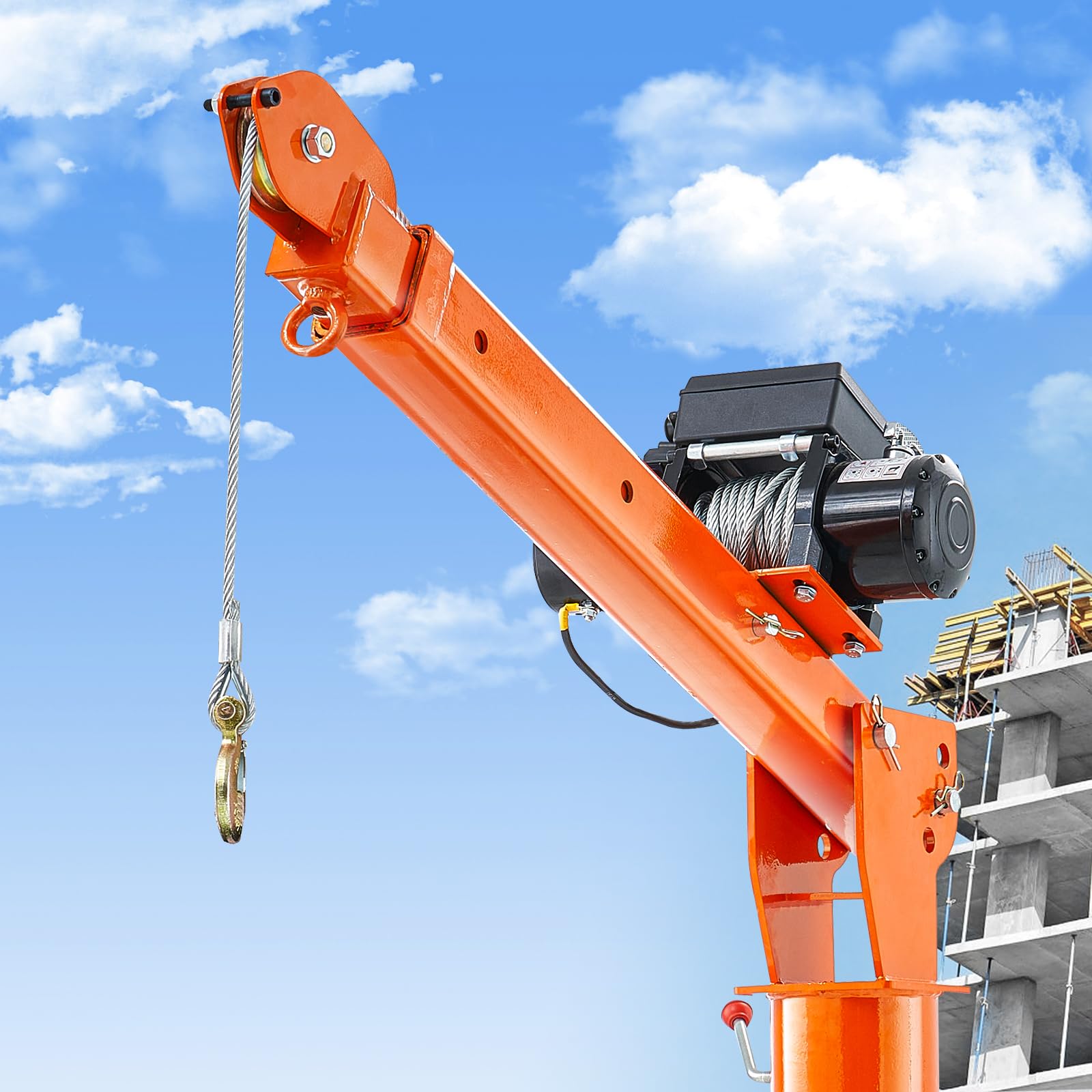 VEVOR Grue de levage électrique pour camionnettes, 998 kg, grue montée sur attelage avec treuil électrique de 2722 kg, en acier, pivotante à 360°, pour levage de marchandise dans construction, usine
