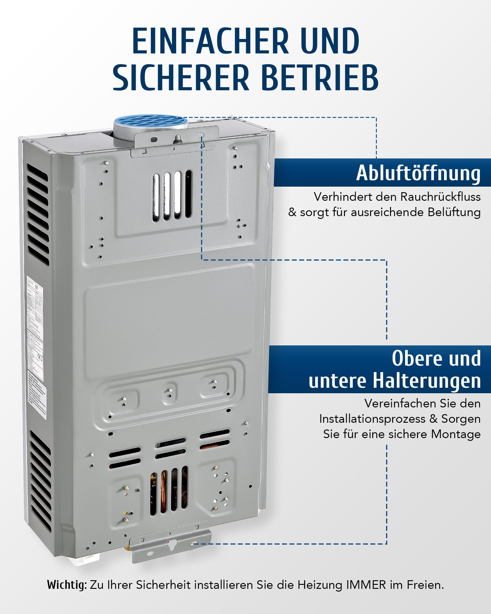CO-Z 18L Gas Durchlauferhitzer LPG Warmwasserbereiter Durchlauferhitzer Warmwasserspeicher Heißwasserbereiter Boiler Tankless Instant Boiler (18L)