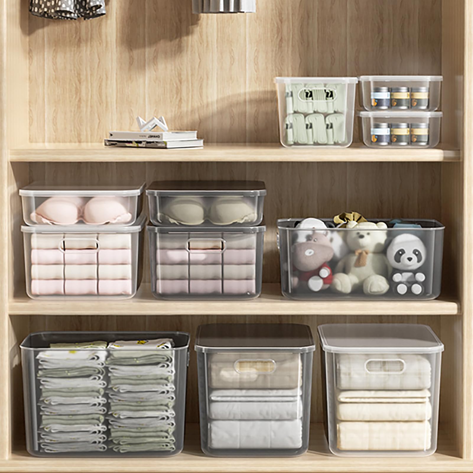 Kleideraufbewahrungskorb, Kunststoffboxen für Kosmetik, Körbe Aufbewahrung Kunststoffbox, Stapelbarer Badezimmer Körbe, für Haushaltswaren, Schreibwaren, Kleinigkeiten, Spielzeug