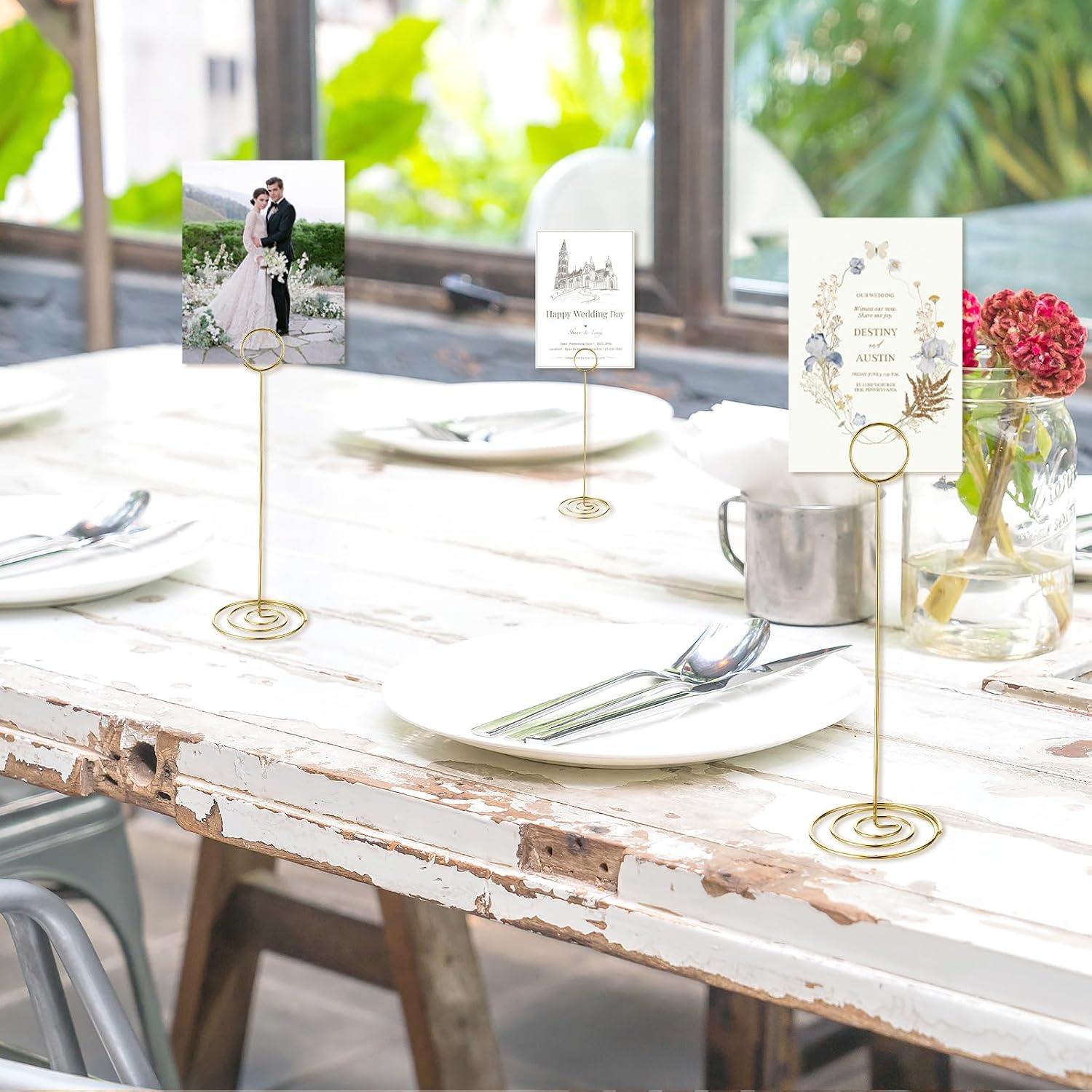 36 Pieces 8.75 Inch Gold Table Sign Holder Stands, Table Number Holder Tall Tables-Number Stands Memo Note Cards-Stand for Wedding Birthday Party Restaurant