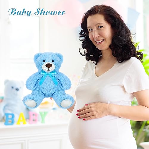 Miniatura 4 de Lenwen Paquete de 10 osos de peluche azules a granel, bonito oso de peluche de 14 pulgadas, osos de peluche para baby shower, cumpleaños, boda,