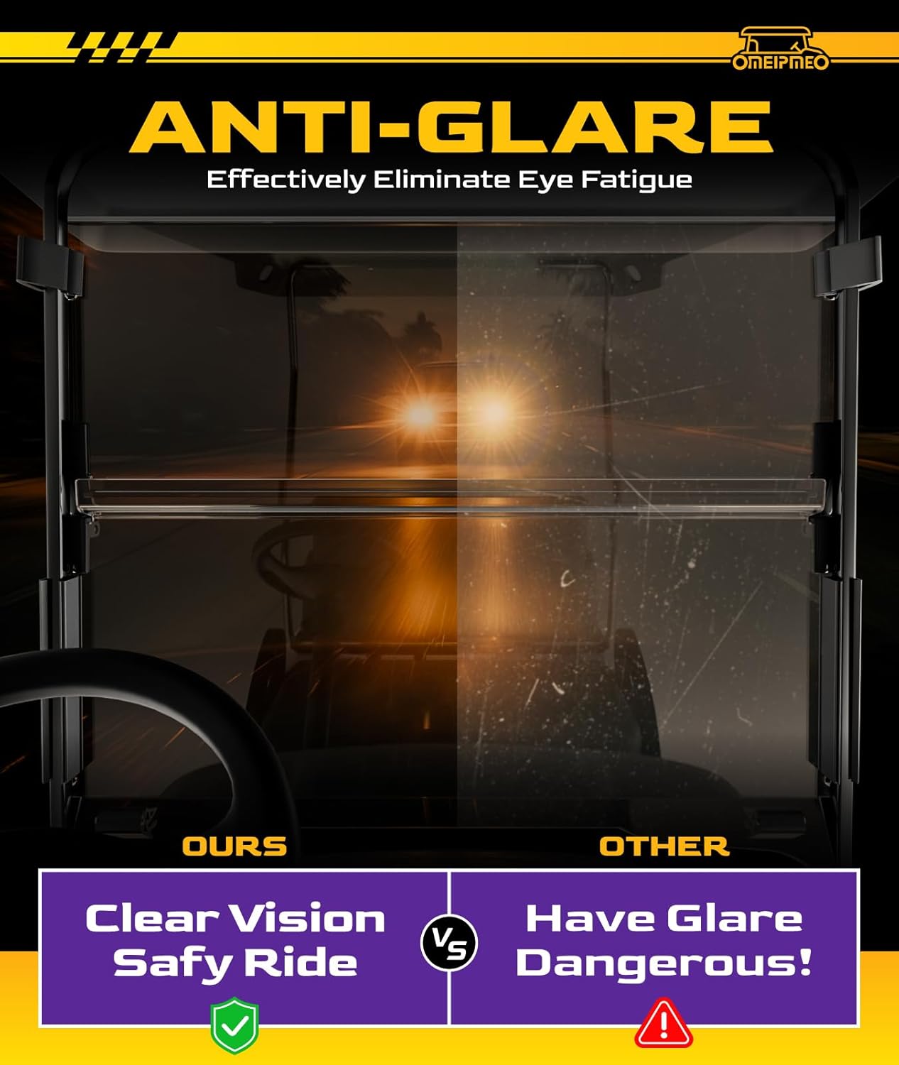 Club Car Precedent Windshield, Heavy Duty Hinge Golf Cart Windshield for Precedent/Tempo/Onward 2004-UP, Club Car Windshield Foldable, Anti-UV&Impact Resistant, 5MM Thick PC Material