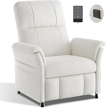 AMADA HOMEFURNISHING Power Recliner Chair for Adults, Adjustable Modern Chenille Reclining Chair with Side Pockets, Remote, Footrest, Thick Seat Cushion for Home Theater, Living Room, Bedroom & RV