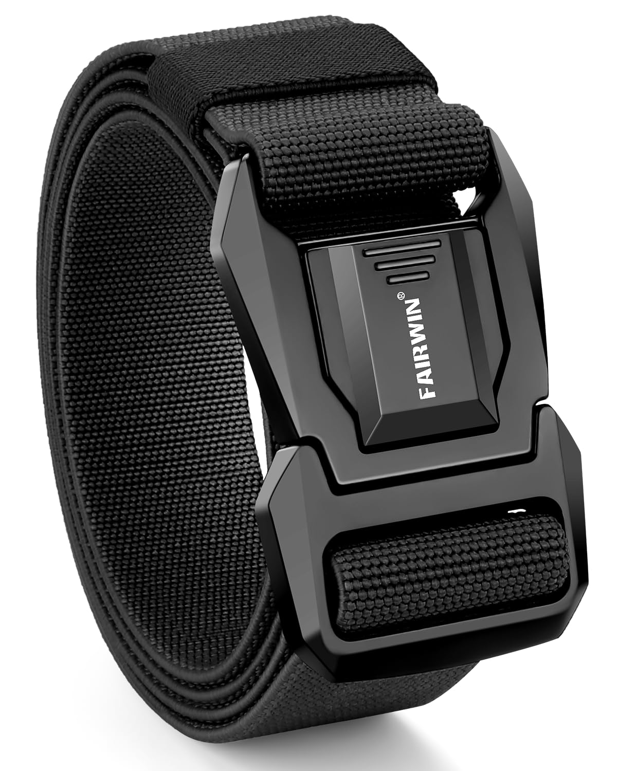 FAIRWIN Tactical Belt Men, Work Rigger Military 1.5" Stretch Nylon Web Belt with Heavy Duty Quick Release Seatbelt Buckle